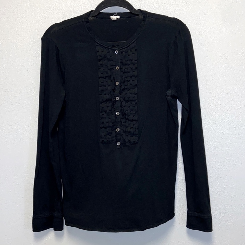 J.Crew 100% Cotton Black Long Sleeve Henley Tunic: 4436